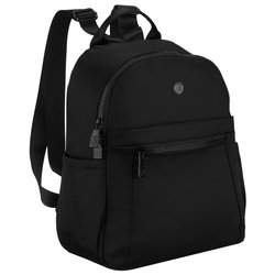 Mały, czarny plecak damski wykonany z poliestru, jednokomorowy z kieszenią zewnętrzną - Peterson