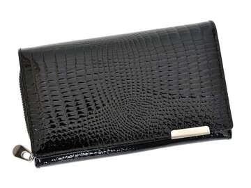 Portfel Damski Jennifer Jones 5261-2 Skórzany Lakierowany Czarny