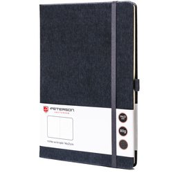 Notes w formacie A5 w szarym kolorze, wyposażony w gumkę zamykającą - Peterson