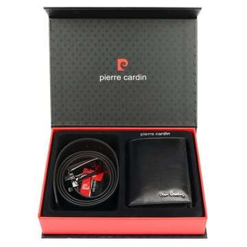 Zestaw Upominkowy Prezentowy Pierre Cardin Portfel Skórzany + Pasek Dwustronny 120cm ZG-80