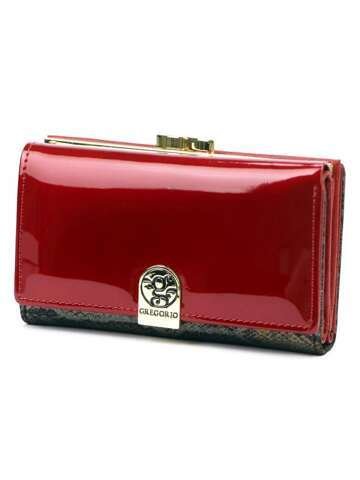 Portfel Skórzany Gregorio SLM-117 Czerwony z Ochroną RFID i Złotymi Okuciami