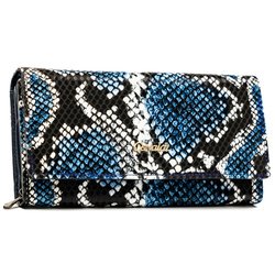 Poziomy portfel damski wykonany ze skóry naturalnej i ekologicznej ze zdobieniem na wzór skóry węża - 4U Cavaldi