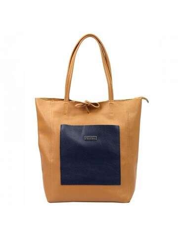 Torebka MiaMore Dollaro Shopperbag Camel z Granatowymi Akcentami Model