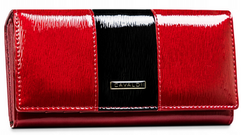 Elegancki portfel damski ze skóry naturalnej na zatrzask - 4U Cavaldi