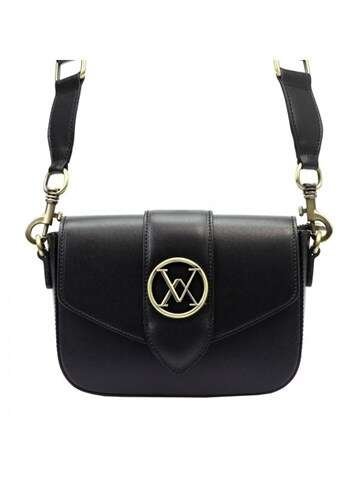 Torebka Damska Luka 20-074 Listonoszka Skóra Naturalna Czarna Złote Okucia