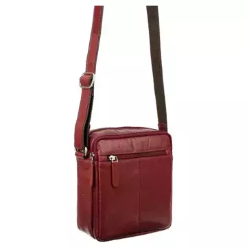 Torebka Męska Listonoszka Visconti z Naturalnej Skóry Czerwona S-8