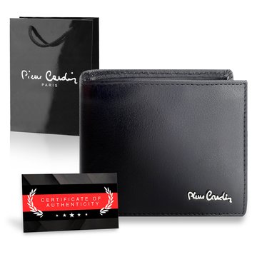 Pierre Cardin Portfel Męski Ze Skóry Z Ochroną RFID i Elegancką Torebką i Certyfikatem