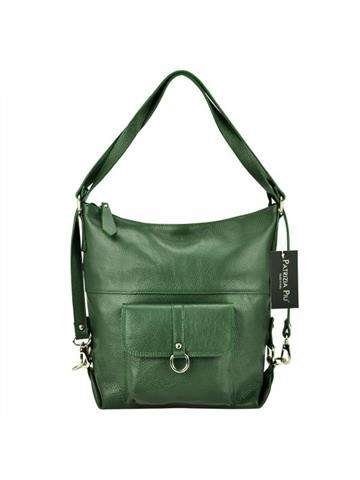 Torebka Damska Patrizia 19-001 Shopperbag Skóra Naturalna Ciemnozielona Duża Mieści A4