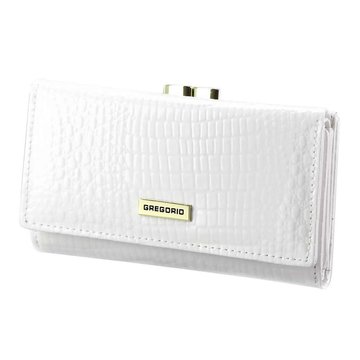 Skórzany portfel damski biały Gregorio GFW-108 poziomy