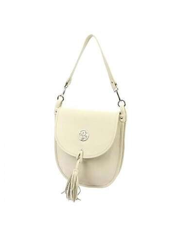 Torebka Skórzana Gregorio 1715 DOLLARO Kremowa Listonoszka Naturalna Ze Srebrnymi Okuciami