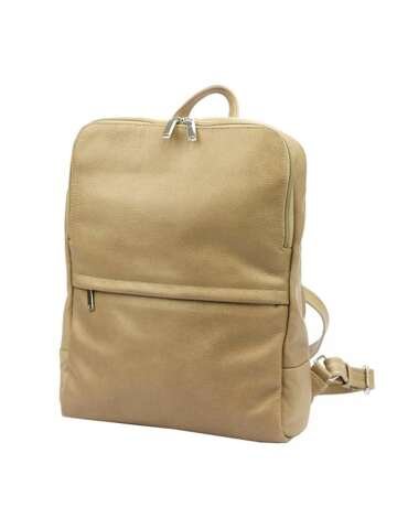 Skórzany plecak damski ciemny beż Luka 24-049 elegancki na szelkach