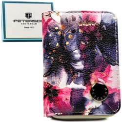 Portfel damski w kwiaty wykonany ze skóry naturalnej i ekologicznej - Peterson