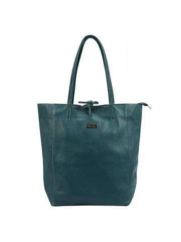 Torebka Skórzana MiaMore Shopperbag Morski Naturalna Skóra Duża Z Logo