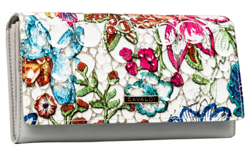 Duży, wielokolorowy portfel damski wykonany ze skóry naturalnej i ekologicznej - 4U Cavaldi