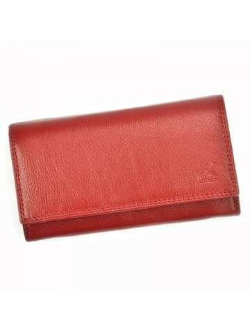 Portfel Damski Money Kepper 12132 RFID Skórzany Czerwony Poziomy Medium