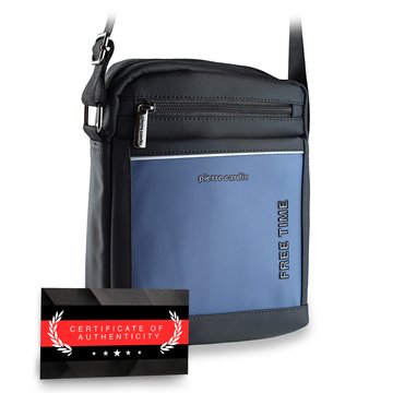 Saszetka męska Pierre Cardin 2051 ALAN09 czarna/niebieska na ramię Certyfikat