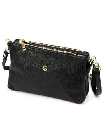 Damska Torebka Skórzana Czarna Gregorio 1736 DOLLARO Listonoszka Na Ramię