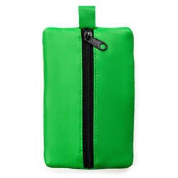 Niewielka kluczówka ze skóry naturalnej w ciemno zielonym kolorze z suwakiem na froncie