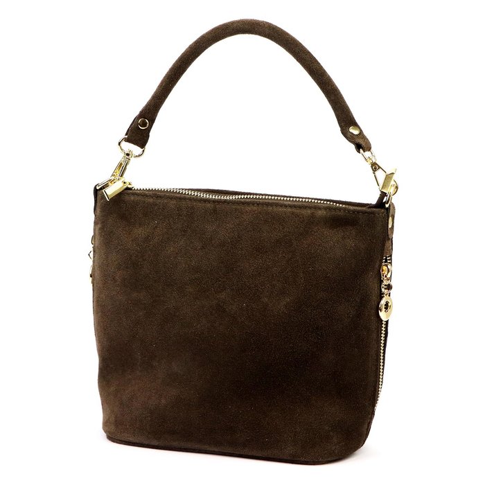 Damska Torebka Skórzana Luka 24-072 GOLD ciemny brąz