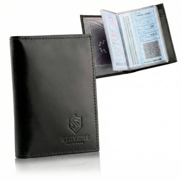 Skórzane Etui na dokumenty Dowód Karty Slim Skóra Stevens Czarny