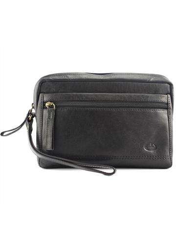 Saszetka Męska EL FORREST MB09-61 Skórzana Czarna Z Złotymi Okuciami