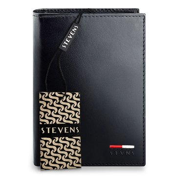 Portfel Męski Skórzany Stevens Premium RFID Czarny z Sekcją Rozkładaną