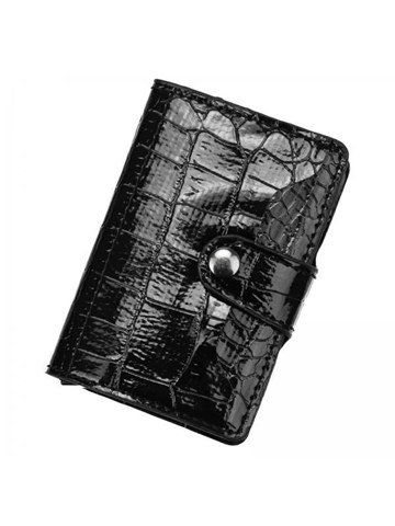 Etui na Dokumenty Wizytownik Damski Gregorio CC-K1128-A COCO Skóra Ekologiczna Czarny Srebrne Okucia