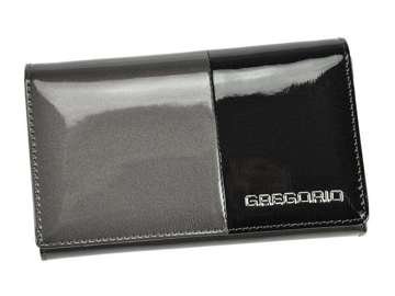 Portfel Damski Gregorio DUO-101 Skóra Naturalna Popielato-Czarny RFID Secure