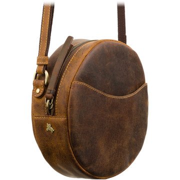 Brązowa Skórzana Torba Damska Visconti S-43 z Regulowanym Paskiem i Dwoma Zewnętrznymi Kieszeniami