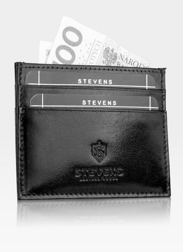 Etui Skórzane Na Karty SLIM Portfe  Cardholder Stevens Czarne