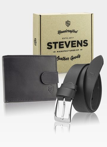 Zestaw Prezentowy STEVENS Portfel i Pasek w pudełku na prezent Dla Taty Dla Syna