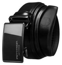 Skórzany, szeroki pasek męski z klamrą automatyczną Peterson