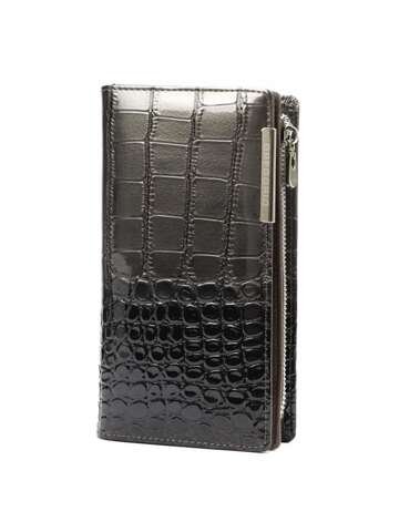 Portfel Damski Gregorio BC-124 Skórzany Popiel z Zabezpieczeniem RFID i Złotymi Okuciami