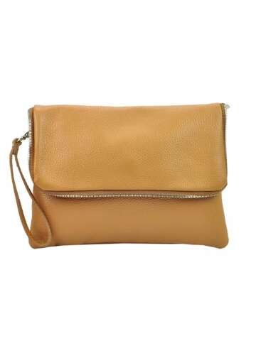 Torebka Damska PATRIZIA Dollaro Skóra Naturalna Camel Kopertówka/Listonoszka z Dodatkowym Paskiem
