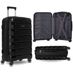 Czarna walizka kabinowa z polipropylenu z wysuwaną, teleskopową rączką i obrotowymi kółkami - Peterson