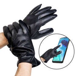 Ocieplane rękawiczki męskie ze skóry naturalnej bydlęcej Rovicky