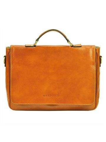 Teczka Damska Gregorio Art.5 Camel ze Skóry Naturalnej z Złotymi Okuciami Duża Na Ramię A4