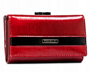 Pojemny portfel damski ze skóry naturalnej na bigiel i zatrzask 4U Cavaldi