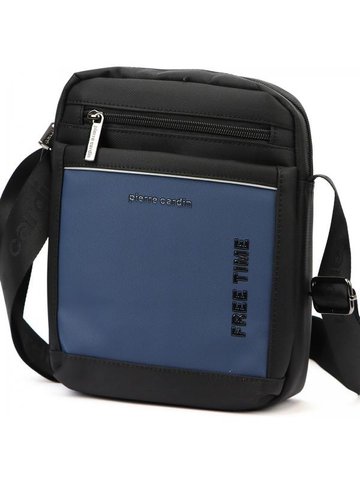 Saszetka męska Pierre Cardin 2051 ALAN09 czarna/niebieska na ramię