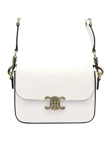 Torebka Skórzana Luka Listonoszka Biała Naturalna Elegancka Na Ramię Mała Z Ozdobnym Zapięciem