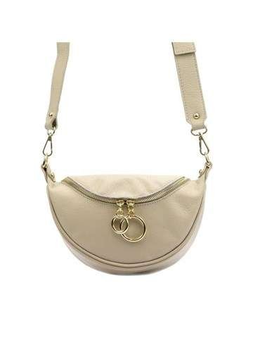 Torebka Skórzana Luka 20-033 DOLLARO Beżowa Listonoszka Złote Okucia Naturalna Skóra