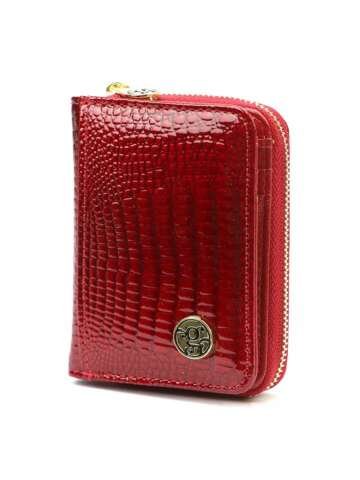 Portfel damski Gregorio GF125 czerwony, skórzany, z funkcją RFID Secure i złotymi detalami