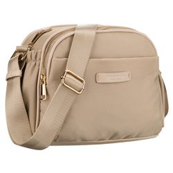 Nylonowa, beżowa listonoszka damska z sześcioma dodatkowymi kieszeniami - Peterson