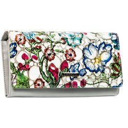 Wielokolorowy portfel damski w kwiaty wykonany ze skóry naturalnej i ekologicznej - 4U Cavaldi