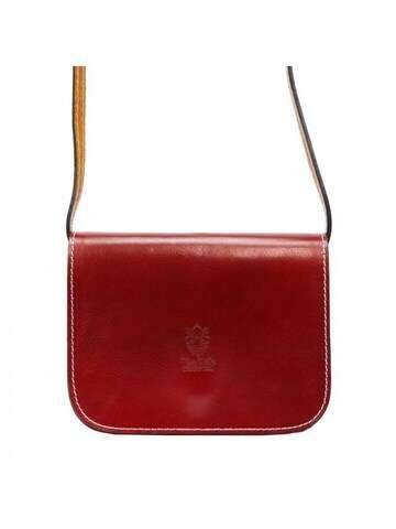 Torebka Skórzana Florence 43 Listonoszka Ciemnoczerwona z Fuksją Naturalna Skóra Złote Okucia