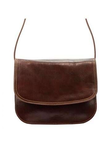 Torebka Skórzana Florence 5513 Brązowa Listonoszka Ze Skóry Naturalnej Z Złotymi Okuciami