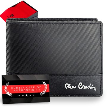 Portfel Pierre Cardin męski skórzany RFID Carbon | certyfikat oryginalności