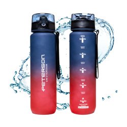 Praktyczny i wytrzymały, czerwono-fioletowy bidon na wodę z miarką - Peterson