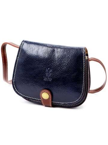 Damska Torebka Skórzana Florence ART. 882 MULTI Listonoszka Granat i Brązowy