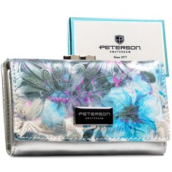 Wielokolorowy portfel ze skóry ekologicznej i naturalnej z systemem RFID - Peterson